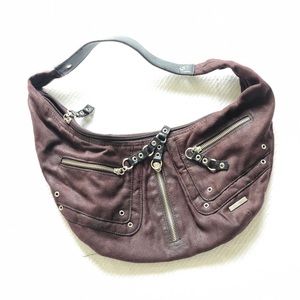 Brown Suede Hobo Bag